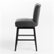 Swivel Barstool Chair- Modern Charcoal Gray Upholstery. Espresso Brown