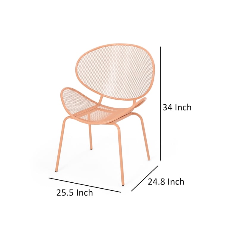 Elie Outdoor Chairs Set of 2- Wing Mesh Curved Back- Orange Iron Frame
