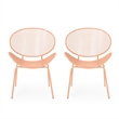 Elie Outdoor Chairs Set of 2- Wing Mesh Curved Back- Orange Iron Frame