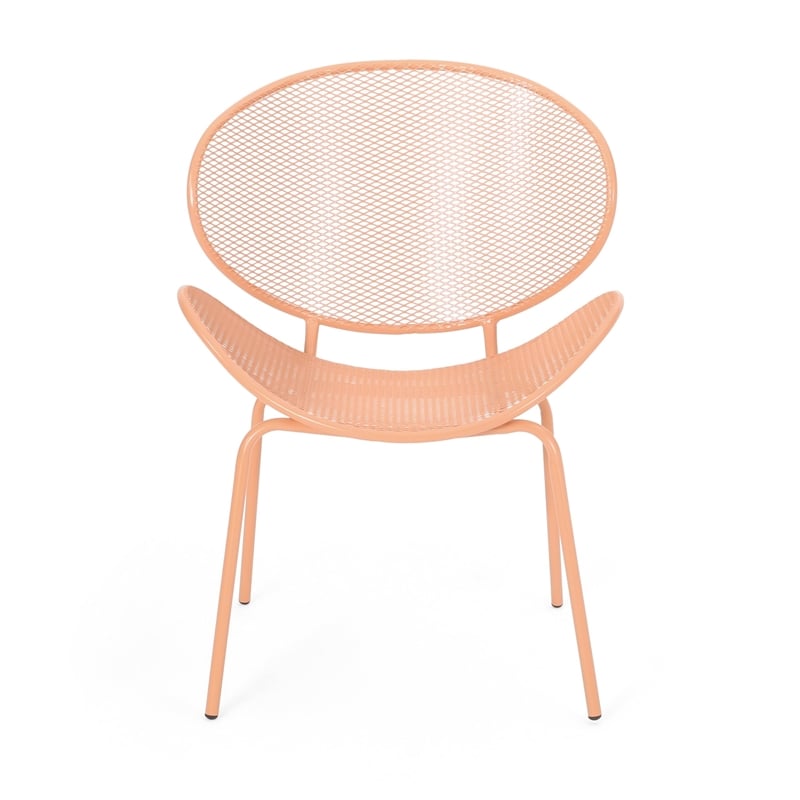 Elie Outdoor Chairs Set of 2- Wing Mesh Curved Back- Orange Iron Frame