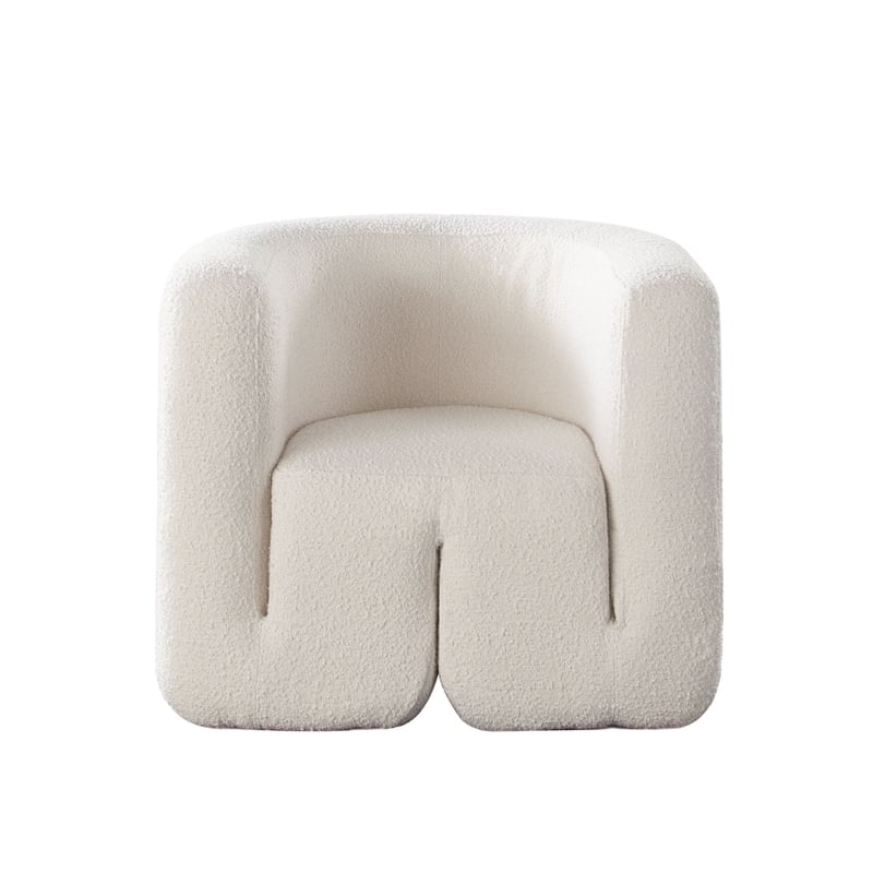 Contemporary Accent Chair- Extra Soft Ivory Boucle- 35 Inch