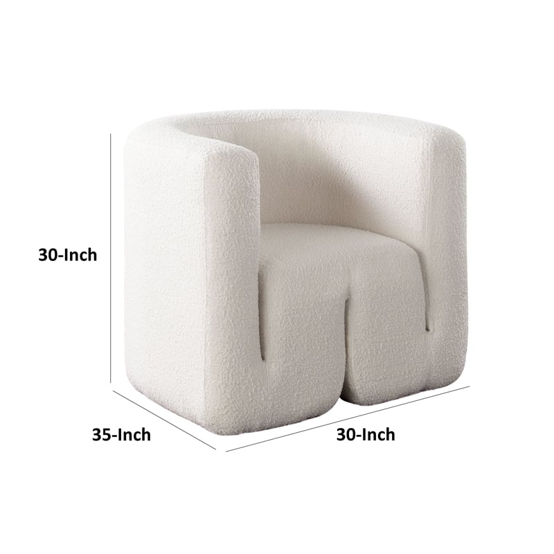 Contemporary Accent Chair- Extra Soft Ivory Boucle- 35 Inch