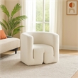 Contemporary Accent Chair- Extra Soft Ivory Boucle- 35 Inch