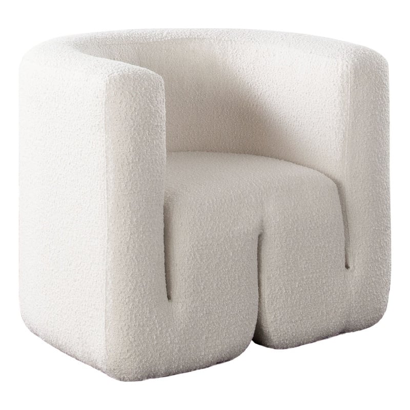 Contemporary Accent Chair- Extra Soft Ivory Boucle- 35 Inch