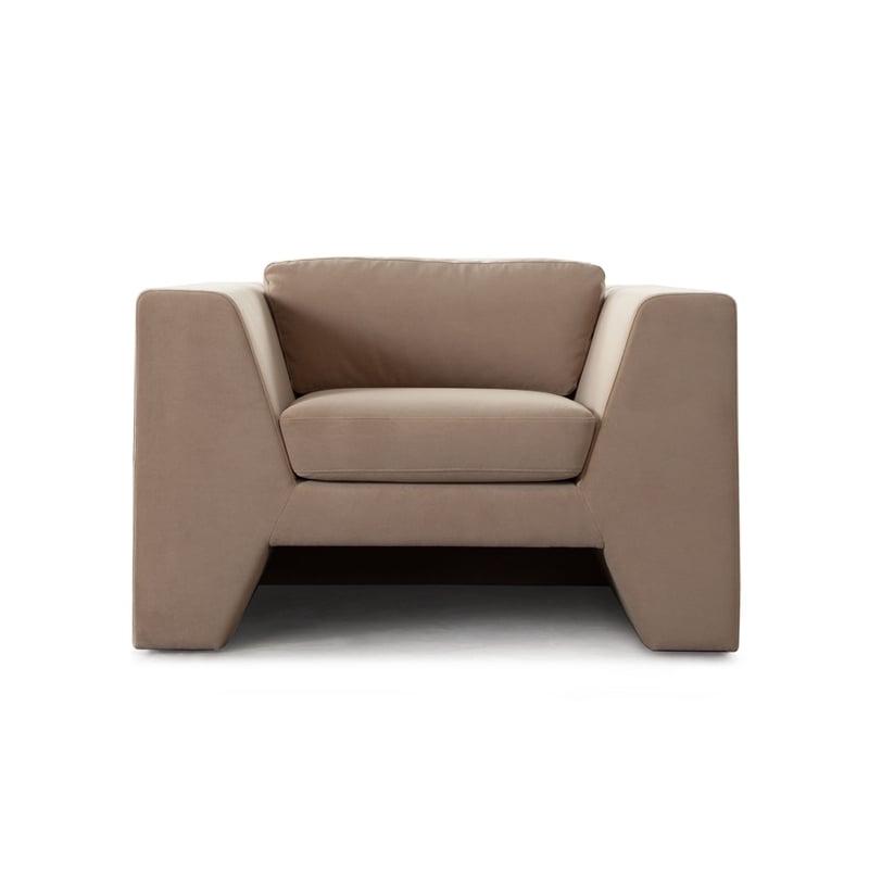 Roe Accent Chair- Camel Brown Performance Velvet- Track Arms