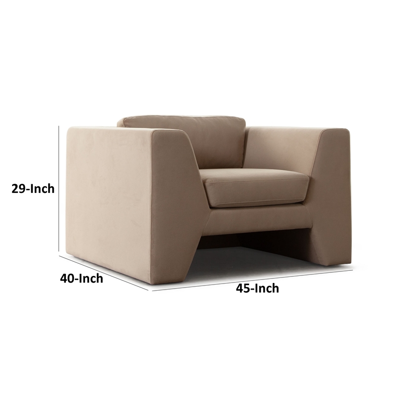 Roe Accent Chair- Camel Brown Performance Velvet- Track Arms
