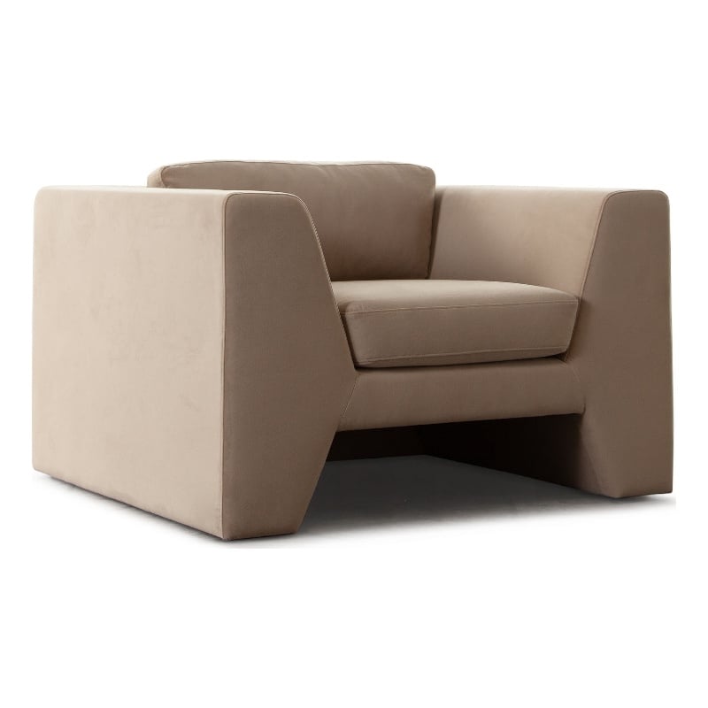 Roe Accent Chair- Camel Brown Performance Velvet- Track Arms