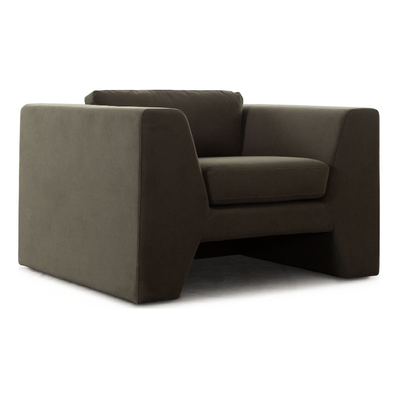 Roe Accent Chair- Moss Green Performance Velvet- Track Arms