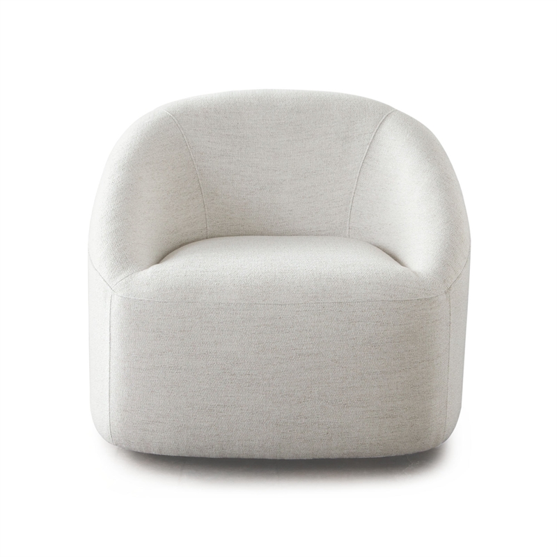 Opal Swivel Accent Chair- Light Oat Gray Polyester- Contoured Barrel Back