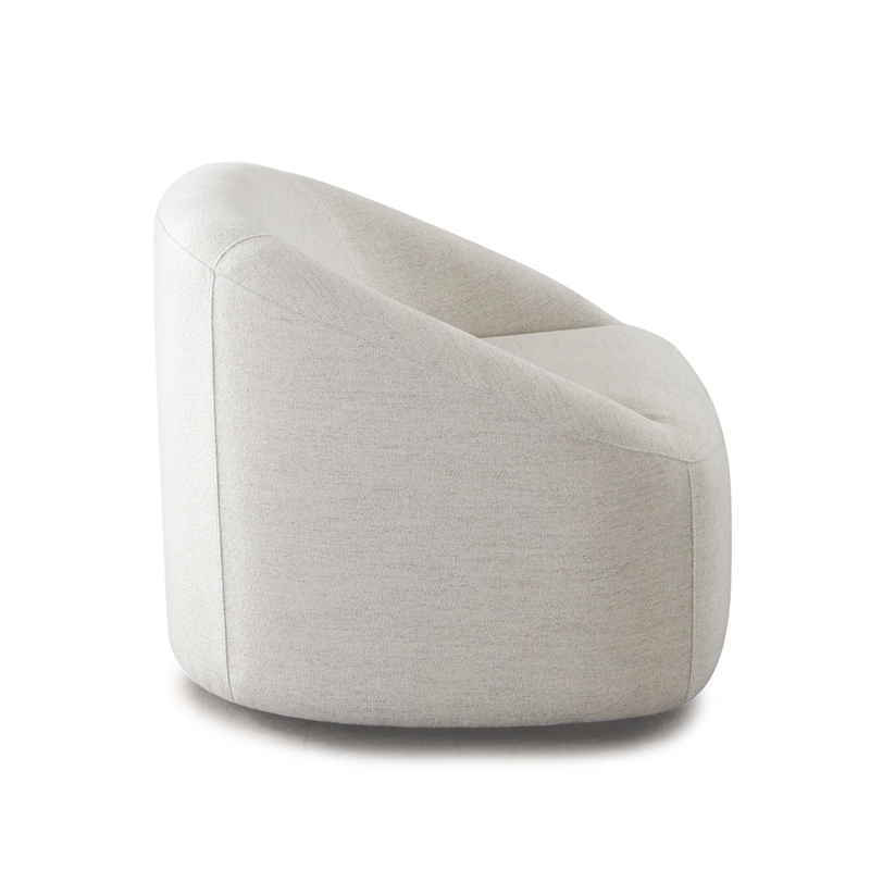 Opal Swivel Accent Chair- Light Oat Gray Polyester- Contoured Barrel Back