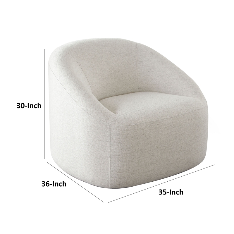 Opal Swivel Accent Chair- Light Oat Gray Polyester- Contoured Barrel Back