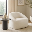 Opal Swivel Accent Chair- Light Oat Gray Polyester- Contoured Barrel Back