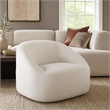 Opal Swivel Accent Chair- Light Oat Gray Polyester- Contoured Barrel Back