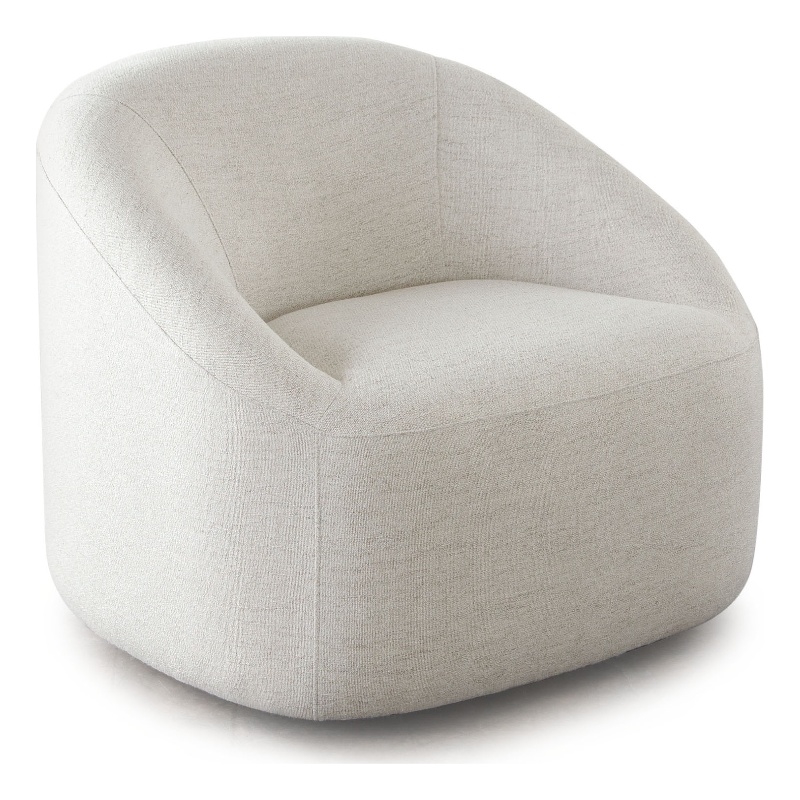 Opal Swivel Accent Chair- Light Oat Gray Polyester- Contoured Barrel Back