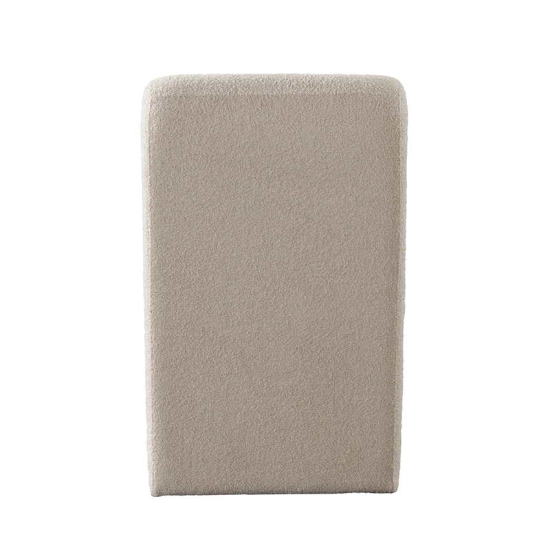 Nena Armless Dining Chair- Curved Light Camel Brown Shearling Fabric