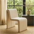 Nena Armless Dining Chair- Curved Light Camel Brown Shearling Fabric