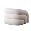 Veny Swivel Accent Chair- Ivory Sherpa Fabric- Curved Barrel Back