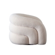 Veny Swivel Accent Chair- Ivory Sherpa Fabric- Curved Barrel Back