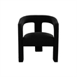 Gely Dining Accent Chair- Open Curved Back w Tripod Base- Black Boucle