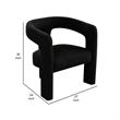 Gely Dining Accent Chair- Open Curved Back w Tripod Base- Black Boucle