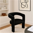 Gely Dining Accent Chair- Open Curved Back w Tripod Base- Black Boucle