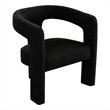 Gely Dining Accent Chair- Open Curved Back w Tripod Base- Black Boucle
