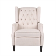 Pushback Recliner Chair- Strutted Legs- Beige Tufted Pleated Fabric