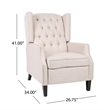 Pushback Recliner Chair- Strutted Legs- Beige Tufted Pleated Fabric