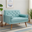 Lita Wide Accent Club Chair- Button Tufted- Light Blue Textured Fabric
