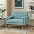 Lita Wide Accent Club Chair- Button Tufted- Light Blue Textured Fabric