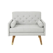 Lita Wide Accent Club Chair- Button Tufted- Gray Textured Fabric