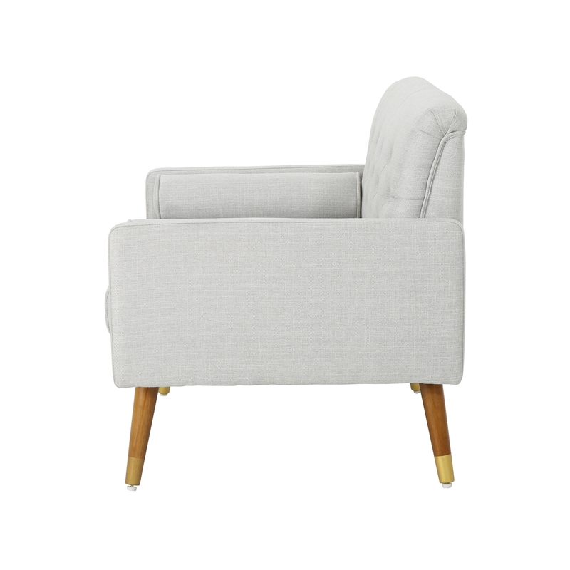 Lita Wide Accent Club Chair- Button Tufted- Gray Textured Fabric