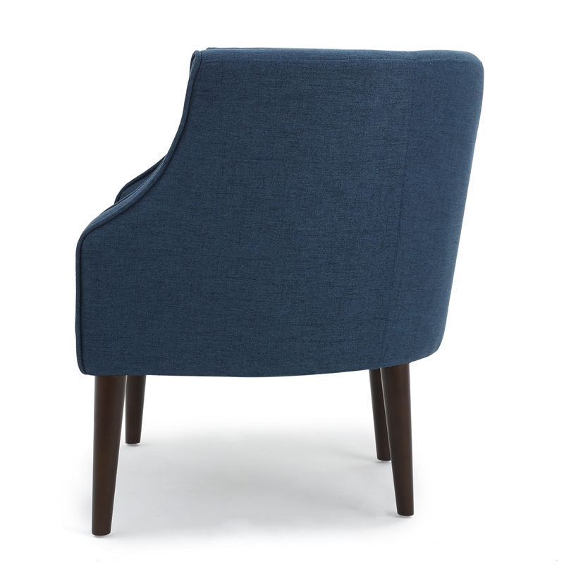 Accent Club Chair- Curved Barrel Back- Button Tufted- Navy Blue Fabric