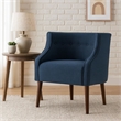 Accent Club Chair- Curved Barrel Back- Button Tufted- Navy Blue Fabric