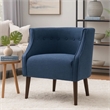 Accent Club Chair- Curved Barrel Back- Button Tufted- Navy Blue Fabric
