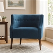 Accent Club Chair- Curved Barrel Back- Button Tufted- Navy Blue Fabric