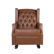 Zyna Rocking Chair- Gentle Motion- Brown Waffle Stitch Faux Leather