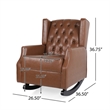 Zyna Rocking Chair- Gentle Motion- Brown Waffle Stitch Faux Leather