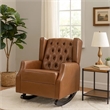 Zyna Rocking Chair- Gentle Motion- Brown Waffle Stitch Faux Leather