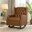 Zyna Rocking Chair- Gentle Motion- Brown Waffle Stitch Faux Leather