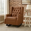 Zyna Rocking Chair- Gentle Motion- Brown Waffle Stitch Faux Leather