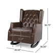Zyna Rocking Chair- Gentle- Dark Brown Waffle Stitch Faux Leather