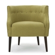 Fenny Accent Club Chair- Tapered Birch Wood Legs- Green Button Tufted