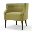 Fenny Accent Club Chair- Tapered Birch Wood Legs- Green Button Tufted