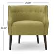 Fenny Accent Club Chair- Tapered Birch Wood Legs- Green Button Tufted