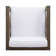 Bea Outdoor Club Chair- White Cushions- X Back Design Weathered Gray