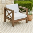 Bea Outdoor Club Chair- White Cushions- X Back Design Weathered Gray