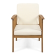 Gerry Outdoor Club Chairs Set of 2- Cream Fabric-  Slatted Light Brown