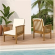 Gerry Outdoor Club Chairs Set of 2- Cream Fabric-  Slatted Light Brown