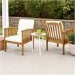 Gerry Outdoor Club Chairs Set of 2- Cream Fabric-  Slatted Light Brown